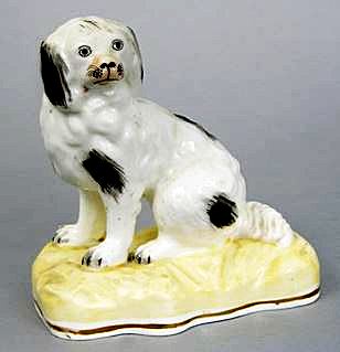 A figurine of a Spaniel by Alcock & Co, ca mid-19thC